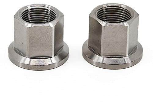 M14 x 1mm Ti Titanium BMX 14mm Wheel Nuts, 17mm Hex Flange Head, MTB