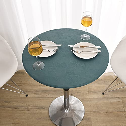 Morbuy Rund Tischdecke Wachstuch Elastisch, Gartentischdecke Wasserdicht Schmutzabweisend Abwischbar Nordisch Blatt Tischtuch für Dekoration Küchentisch Kaffee Restaurant Garten (80cm,Grün)
