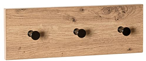 Garderobenleiste - Schwarz - Artisan Eiche Dekor - Metall - mit 3 Haken