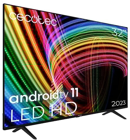 Cecotec Fernseher LED 32 Smart TV A3 Series ALH30032. Betriebssystem Android TV 11, Google Voice Assitant y Chromecast, System Dolby Audio,