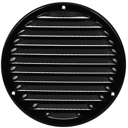 ABOUT VENT Ø 160mm Rejilla de Ventilación de Acero Negro con Mosquitera - Rejillas de Ventilación Metálicas