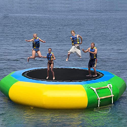 YUNYN Trampoline à Eau, 10 Pieds/3 m Gonflable avec échelle de Corde à 4 marches et Pompes, Trampoline Flottant pour piscines, Lacs, Jardin