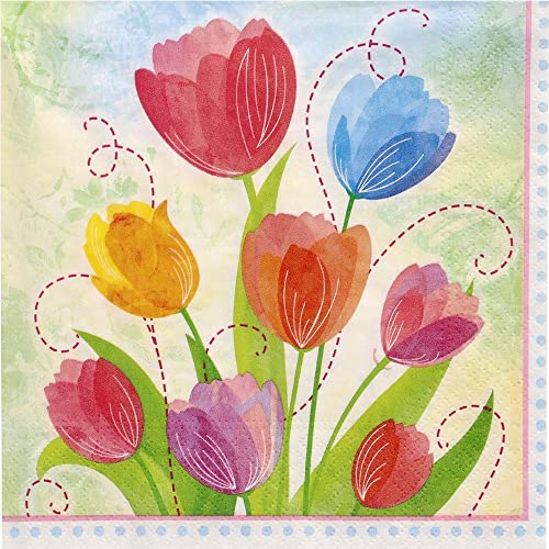 20 Servietten Kunterbunte Tulpen | Tischdeko | Decoupage | Serviettentechnik 33x33cm
