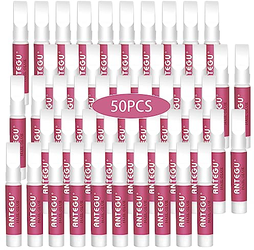 50 Stück Nagelkleber 2g, Tipkleber Extra Stark, Schnell Trocknende Nail Art Kleber Tips für die professionelle Nagelverlängerung künstliche Fingernägel und Nageldesign