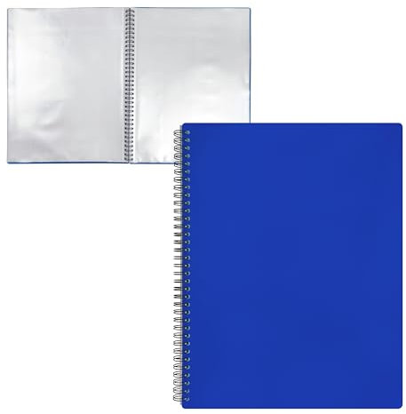 Raylu Paper - Porte-Vues à Spirales, Porte Documents avec Pochettes Transparentes A4, Protège-Document Opaque, Robuste et Coloré, pour le Bureau, l'École ou la Maison (40 Pochettes, Bleu)