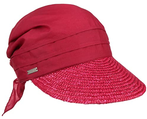 Seeberger Damen Sonnenhut Stroh-/Stoffcap, Einfarbig, Gr. one Size, Feuer (Feuer 20)