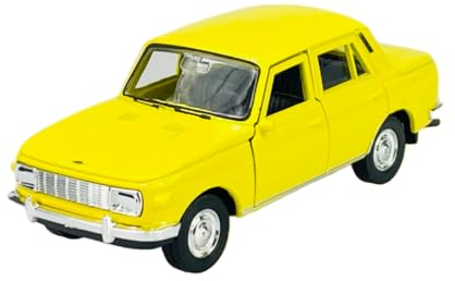 DROMADER Welly Wartburg 353 Limousine Gelb 1966-1989 ca 1/43 1/36-1/46 Metal Modell Auto Die Cast Neu im Kasten