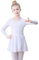 FONLAM Mädchen Ballettkleid Balletttrikot Langarm Tanzkleid Turnanzug Tanzbody Ballettrock Kinder Ballettanzug Baumwolle (3-4 Jahre, Weiß)