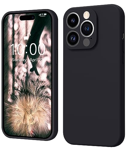 ElestBela iPhone 15 Pro Max Hülle Silikon, Hanyhülle iPhone 15 Pro Max Ultra Dünn Slim mit Microfiber, Kratzfeste Rundumschutz Case Schutzhülle Hülle für iPhone 15 Pro Max 6.7'' Dunkel Schwarz
