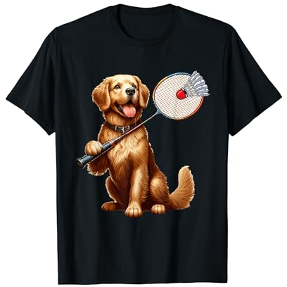 Hund spielt Badminton Kostüm Hundeliebhaber Besitzer Sportspieler T-Shirt
