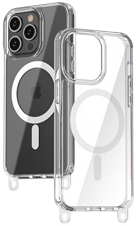 beadstars durchsichtige Handyhülle mit abnehmbaren Ösen für Handyketten kurz oder lang mit Rundumschutz, transparent, Stoßfest, kompatibel mit iPhone MagSafe 15, 14, 13 (iPhone 15 Pro MAX)