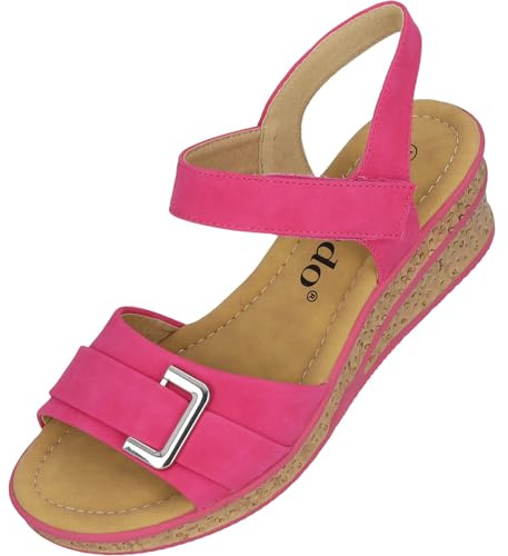 Palado Damen Keilsandalen Vemlu - modische Sandaletten mit Absatz - Elegante Sandalen für Frauen - bequeme Sommerschuhe Pink UK8 - EU41