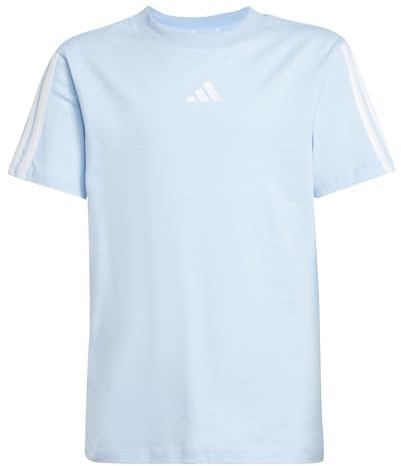 adidas Unisex Kinder Essentials 3 Stripes T-Shirt, Glow Blue/White, 9-10 Years