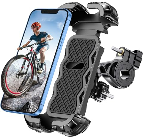 Glangeh Soporte Movil Bicicleta Universal, 360° Rotación Soporte Movil Moto para Manillar, Anti Vibración y Cierre Seguro Soporte Móvil Moto Compatible con iPhone y Otro 4.7-6.8 Móvil