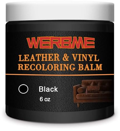 WERBME Leather Recoloring Balm & Color Restorer - Multipurpose Dye & Paint for Faded Leather Couches, Car Seats, Shoes | Fix Scratches on Clothing, Furniture & Accessories(Black)