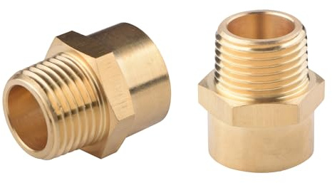 Tsinghwang 2 Stück G 1/2 (BSP) Innengewinde auf US 1/2 NPT Außengewinde Messing Rohrverschraubungsadapter, G auf NPT Adapter 1/2 Zoll Konverteranschluss