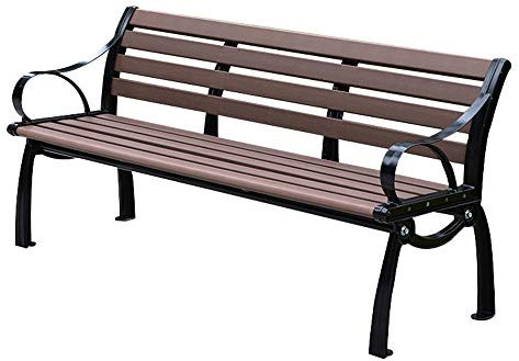 Courtyard Gartenbank Park-Veranda-Stuhl, Rahmen aus Aluminiumguss, korrosionsbeständige Hartholzmöbel, Dreisitzer-Bank für den Außenbereich, witterungsbeständige Bänke für Außenterrassen mit Armlehne