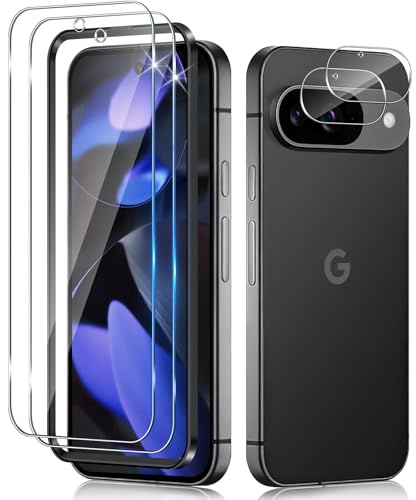 Funrae Schutzfolie für Google Pixel 9 für Panzerglas, 2 PCS 9H Härte Displayschutzfolie und 2 PCS Kameraschutz, Unterstützt Fingerabdruck-ID, HD Folie Schutzglas [Handyhülle Freundlich]