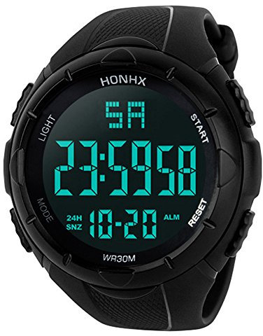 AKTOUR Orologio digitale con contapassi, analogico, sportivo, da uomo, Nero , misura unica