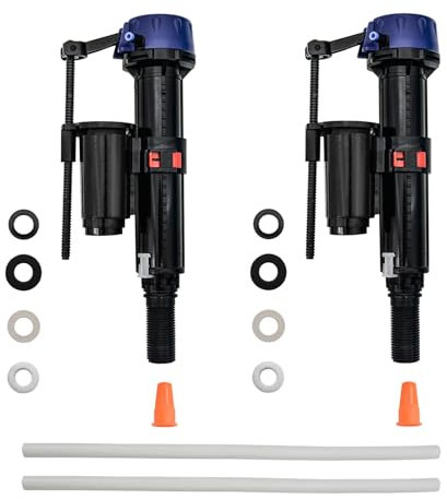 Empyreal WC Tank Füllventil Ersatzteil, G1/2 Universal WC Einlassventil, Stange und Schwimmer verstellbar, ausgestattet mit Auslassfilter und Nachfüllrohr.(2 Stück)