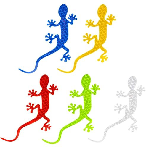 Generisch 5 Stück Autoaufkleber Gecko Reflektierende Streifen Aufkleber Autos Automatisch Innenzubehör Nacht Fahren Warnung Gecko Strip Light Reflektor