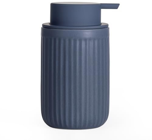 Autumnlife Seifenspender Keramik Blau Spülmittelspender Küche Seifenspender mit Großer Pumpenkopf, Nachfüllbarer Flüssigseifenspender Matt Dunkelblau Soap Dispenser Geeignet für Küche,Bad - 350ml