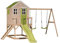 Wendi Toys M28L Spielhaus Kinder Outdoor, Klettergerüst mit Rutsche und Doppelschaukel, 330 x 405 x 242 cm, Grün, FSC Holz, Spielplatz für Garten, robuster Spielturm mit Kletterwand, Kinderschaukel