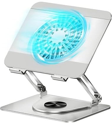 ICARE Supporto PC Portatile con Ventole PC Magnetica RGB, Rotazione a 360°, Portata 10KG e 18dB Silenzioso, Supporto per Laptop/Tablet Fino a 16