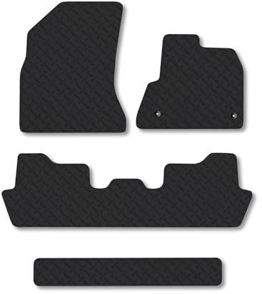 Citroen C4 Grand Picasso (2007-2013) Heavy Duty Thick Rubber Car Mats Accessories Tailored Fit Front Rear Set Compatible Accessory Waterproof Durable Non-Slip 5mm Full Coverage Protection with Clips