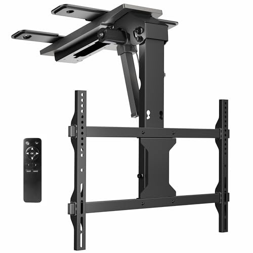 VIVO Electric Flip Down Ceiling TV Mount for 37 to 70 inch Screens, Large Motorized Flat or Pitched Ceiling VESA Mount, Holds up to 45kg, App and Voice Control, Black, MOUNT-E-FD75C | Large Motorized Flip Down TV Mount, Pitched Roof VESA Mount, Heavy Duty Steel, App and Voice Control, Holds 99 lbs