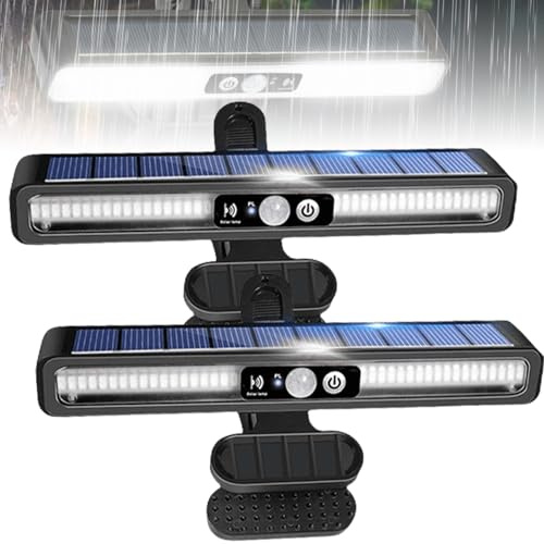 BAIFULAI 2 Stück Clip-on Solar Lampe Outdoor, Dachrinnen Solarleuchten für den Außen, 3 Modi Led Solarlampen, Wasserdichte Solarleuchte für Garten Zäune Dachrinnen, Kaltweißes Licht Beleuchtung ﻿