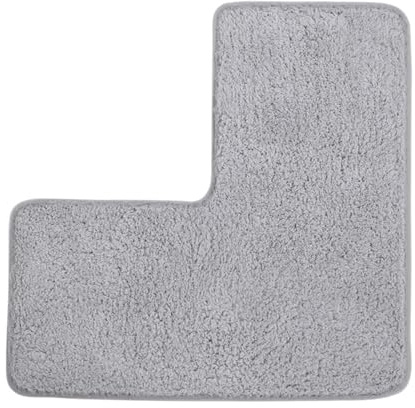 SHANHENGYUN L-förmige Badematte, rutschfester Eck-Badezimmerteppich, weich, wasserabsorbierend, Samtmatte für Dusche, Küche, Schlafzimmer (Kamelfarbe, 80 x 80 x 40 cm) (Grau)