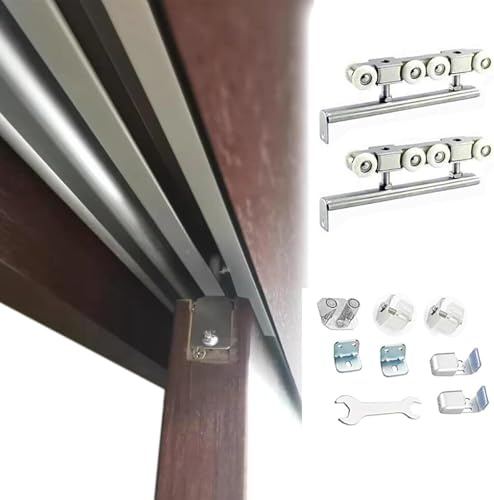 SSDDLZEQ Riel for Puerta corredera de Armario, Juego de rieles de Aluminio for Puerta corredera de Techo o Pared(3m)