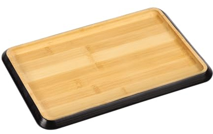 Kesper | Servierbrett | Material: Bambus - FSC®-Zertifiziert | mit BIOFA-Öl | Maße: 30, 5 x 20 x 2 cm | Farbe: Braun mit schwarzem Rand | Serviertablett Holz | 58370