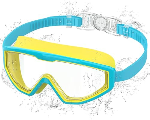 Ambienden Schwimmbrille Kinder 3-14 Jahre Anti-Beschlag Wasserdicht | Anti-Beschlag Linse, Wasserdichte Silikondichtung, UV-Schutz, 180° Weitblick, Schnellverstellung, Komfort Fit