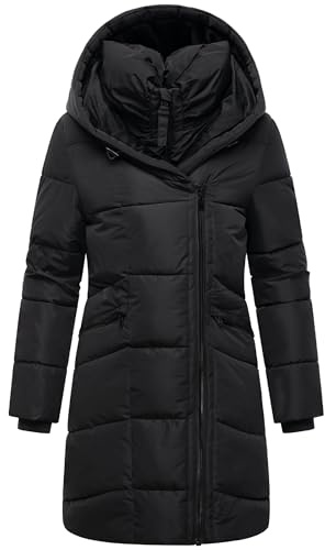 MARIKOO Cappotto lungo donna calda giacca invernale con doppia cerniera e cappuccio Virenaa 16 S-3XL
