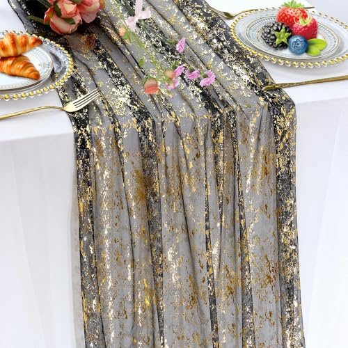 Tischläufer Schwarz Gold 70x300 cm Weicher Tischläufer Geburtstag
