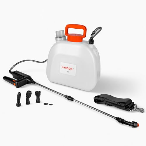 Pulverizador Eléctrico Dnipro-M 8Li, Mochila de 8 L, con Batería USB-C | Presión de trabajo de hasta 3,9 bar │ Lanza telescópica de acero de 34 a 56 cm │ 4 boquillas y filtros de malla