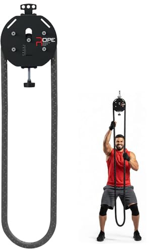 Entrenador de Resistencia de Cuerpo Completo, Entrenador de Cuerda Sin Fin, Sistemas de Poleas de Cable Portátil, Equipo de Escalada de Cuerda con Resistencia Ajustable, Equipo de Gimnasio Black