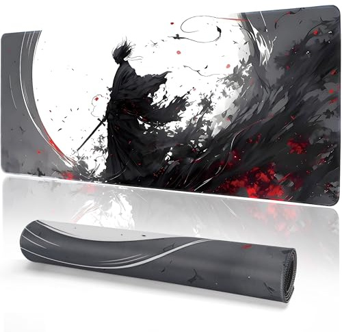 SYCEES Tapis de Souris Gamer XXL 90x40cm avec Base en Antidérapant | Bords Cousus Imperméable, Optimisé pour Capteur, Améliore la Précision et la Vitesse pour PC Bureau, Ordinateur Portable
