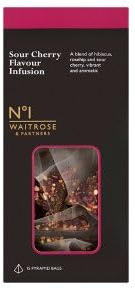 Waitrose No1 Tea Collection, Assorted Flavours, 15 Pack, 37.5-50g (Pack of 1, Sour Cherry Infusion Tea 15 Pack 37.5g)