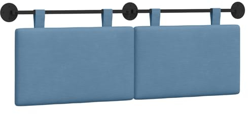 vidaXL Hängendes Kopfteil Blau Cordstoff, Modernes rechteckiges Wandkopfteil, platzsparendes, weich gepolstertes Kopfteil, minimalistisches Wohnmöbeldesign