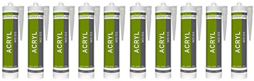 Maler-Acryl Dichtmasse weiß 10 x 310 ml Bauacryl Fugendichtmasse | Weißer Fugendichter im 10er-Gebinde – Dichtstoff für Fugen und Anschlüsse bei größeren Renovierungsarbeiten