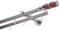DécoProfi Gardinenstange Innenlauf 2-läufig Set Ø 20 mm Edelstahloptik (nickel gebürstet) I Länge: 120cm Aluminium für Wandmontage I Als Gardinenschiene & Vorhangstange geeignet