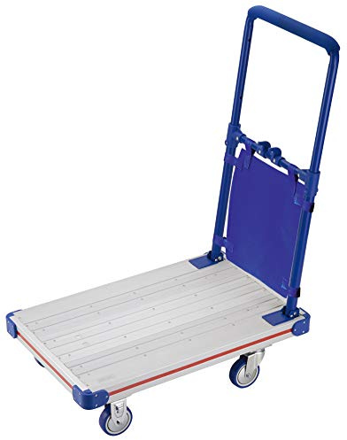 Aluminium Plattformwagen APW15-B, faltbar, blau, 150 kg Tragkraft, Kantenschutz, Schiebewagen, Handwagen, Trolley