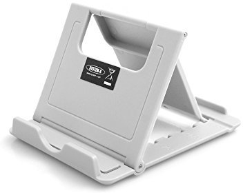 System-S Universal Klappständer Standfuss Tisch Halterung Neigung einstellbar für Tablet PC eBook Reader Smartphone (bis 1,4 cm) grau