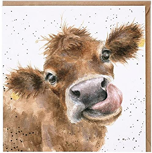 Kunstdruck-Grußkarte (WRE2516), blanko für Geburtstagsgrüße, mit Kuhkopf aus der Country-Kollektion von Hannah Dale