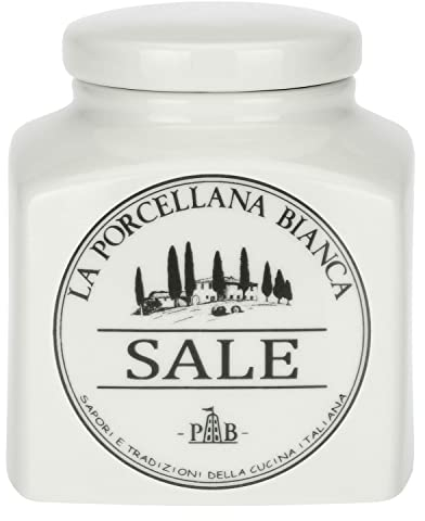 La Porcellana Bianca, Barattolo per Sale da Cucina in Porcellana Decorata, Linea Conserva, Capienza 500ml