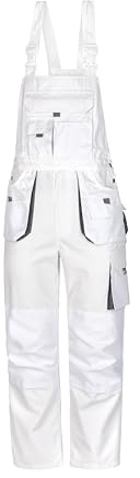 Latzhose Bundhose Arbeitshose Berufskleidung Polyester-Baumwolle-Canvas POWER weiß/grau - 62