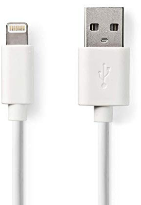 NEDIS USB-Kabel | USB 2.0 | Apple Lightning 8-Pin | USB-A Stecker | 480 Mbps | 12 W | Vernickelt | rund | PVC | Box 1.00 m Weiss